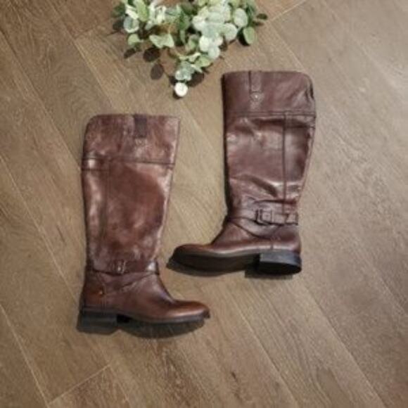 Marc Fisher Amber Brown Leather Round Toe 1" Heel Boots Size 5 Slip On - Picture 8 of 8
